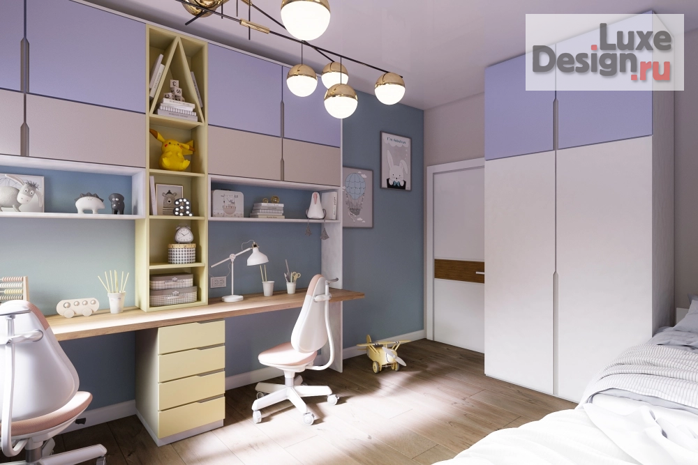 Дизайн интерьера четырехкомнатной квартиры "детская комната" (фото 4)