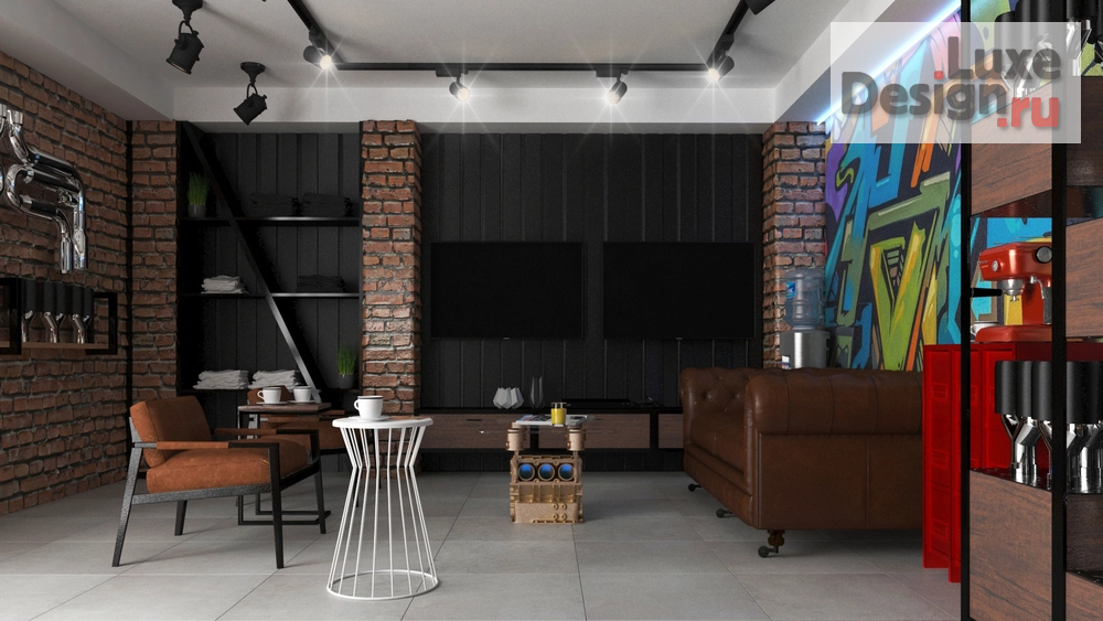 Дизайн интерьера автосалона "Лаундж зона ГЛУШИТЕЛИ 32" (фото 13)