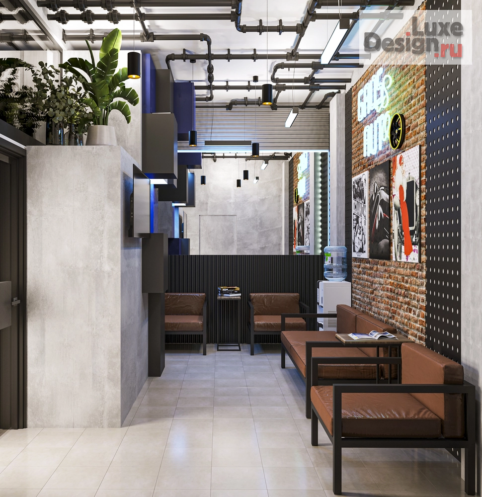 Дизайн интерьера автосалона "лаунджзона автосервиса ГРОСАВТО" (фото 1)
