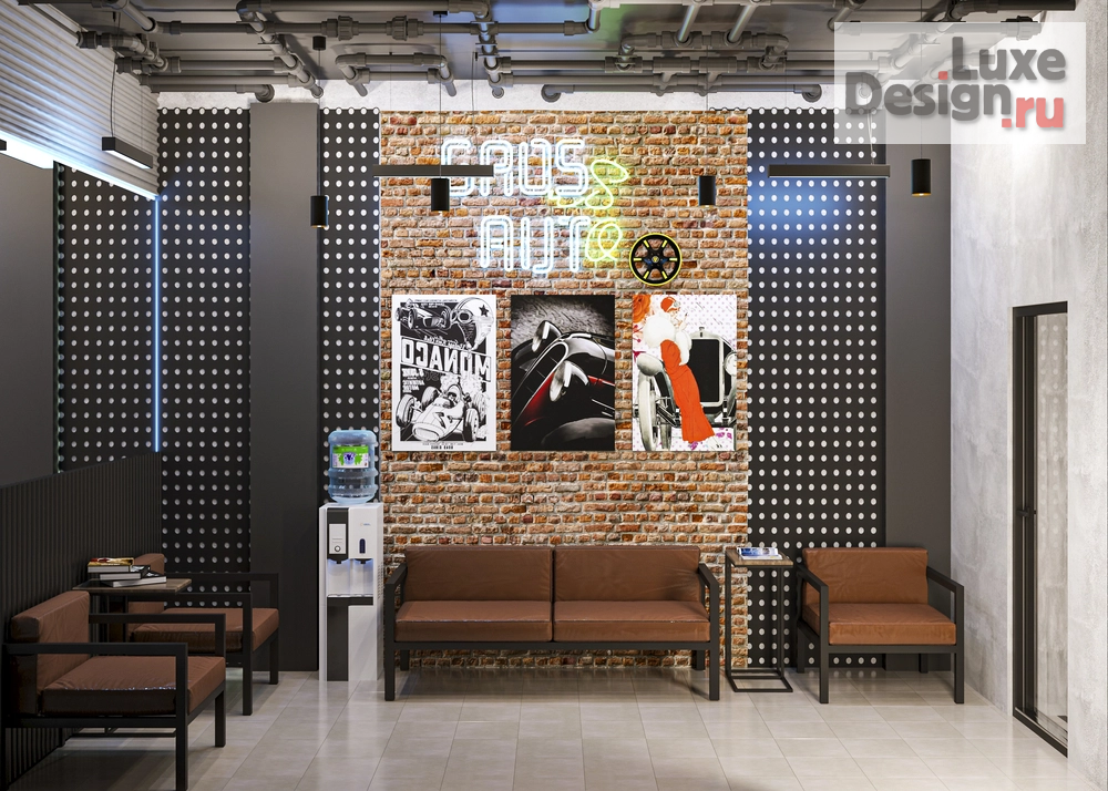 Дизайн интерьера автосалона "лаунджзона автосервиса ГРОСАВТО" (фото 3)