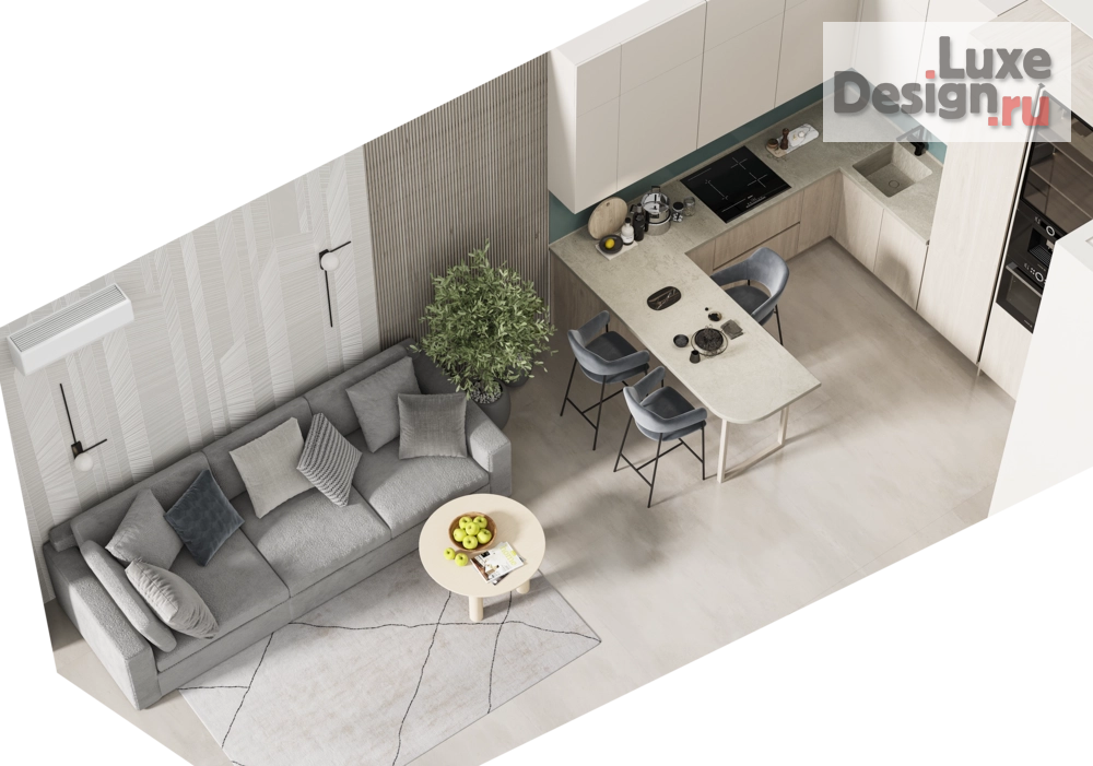 Дизайн интерьера однокомнатной квартиры "Проект 1-комнатной квартиры в Мегаполис-парке" (фото 6)