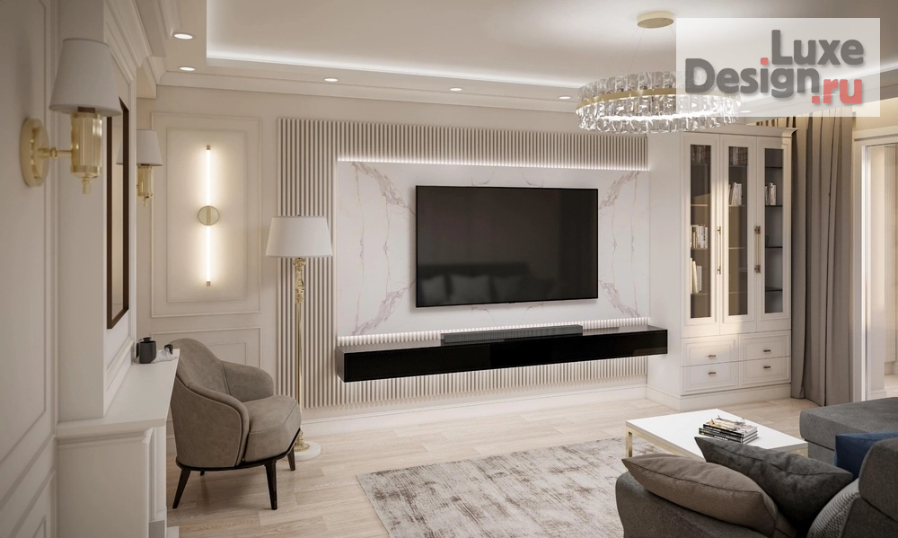 Дизайн интерьера гостиной "Дизайн интерьера гостиной в современном стиле. Для заказа дизайн-проекта звоните или пишите: +7 (919) 199-01-43" (фото 2)