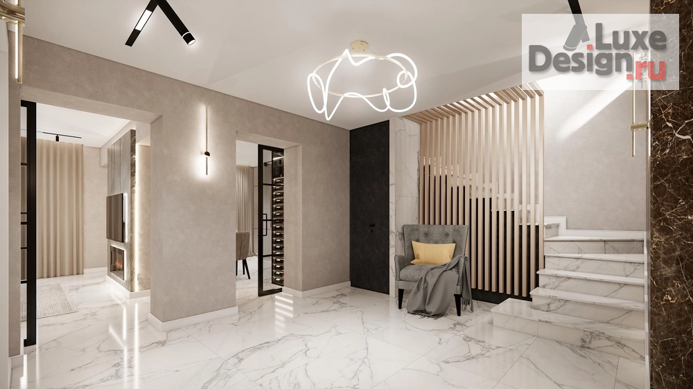 Дизайн интерьера частного дома "Холл частного дома. Для заказа дизайн-проекта звоните или пишите: +7 (919) 199-01-43" (фото 1)
