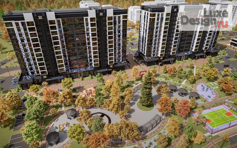 Общественная архитектура "ЖК " Цветной Бульвар" - дневной вид. Для заказа дизайн-проекта звоните или пишите: +7 (919) 199-01-43" (фото 1)