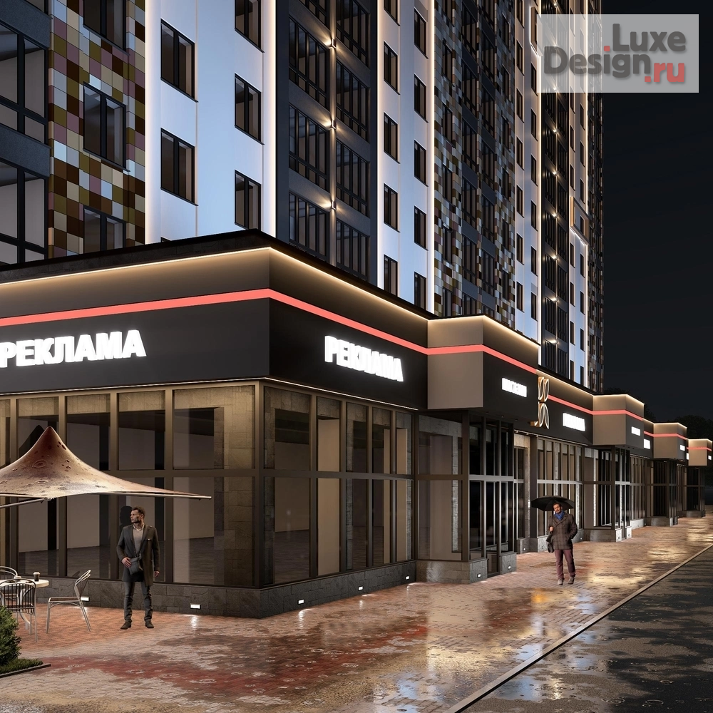Общественная архитектура "ЖК "Цветной Бульвар" - ночной вид. Для заказа дизайн-проекта звоните или пишите: +7 (919) 199-01-43" (фото 10)