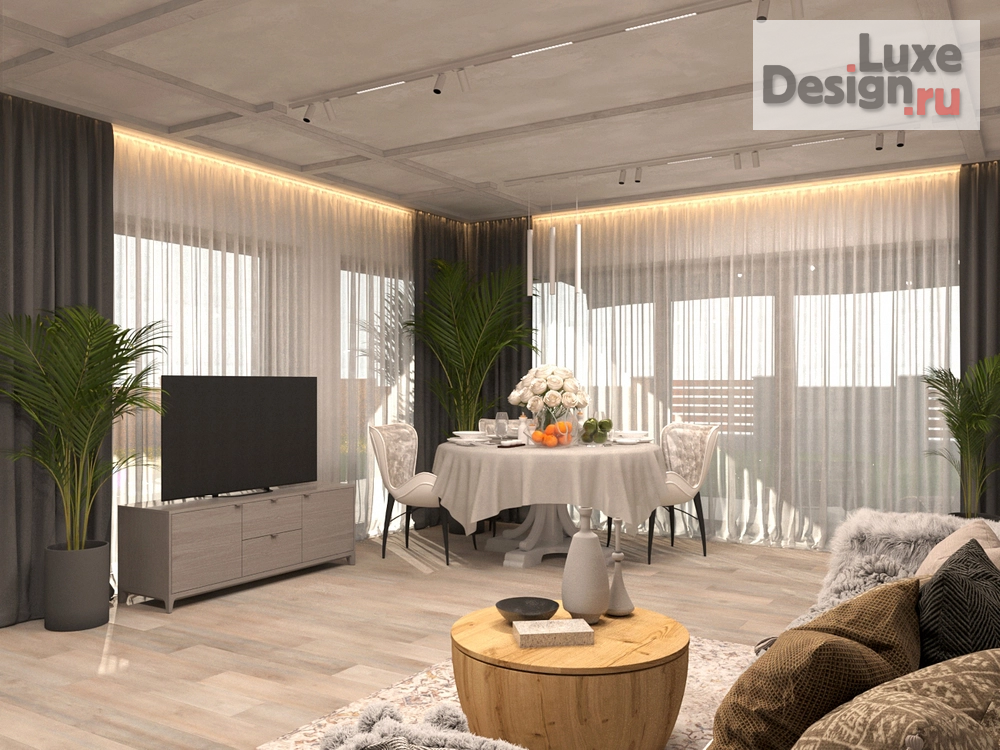 Дизайн интерьера частного дома "Дизайн интерьера загородного дома 1 этаж. Для заказа дизайн-проекта звоните или пишите: +7 (919) 199-01-43" (фото 1)