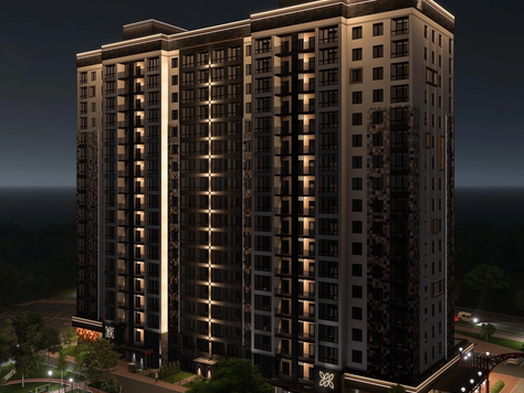 Дизайн интерьера общественной архитектуры в Брянске "ЖК "Цветной Бульвар" - ночной вид. Для заказа дизайн-проекта звоните или пишите: +7 (919) 199-01-43"